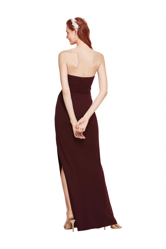 Twisted Strapless Keyhole Long Crepe Prom Dress with Slit for Sale