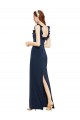 Scoop Neck with Ruffles Long Crepe Prom Dress with Back Slit for Sale