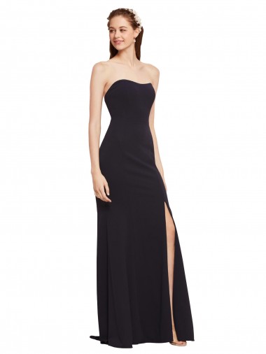 Strapless Bodycon Long Crepe Prom Dress with High Slit for Sale
