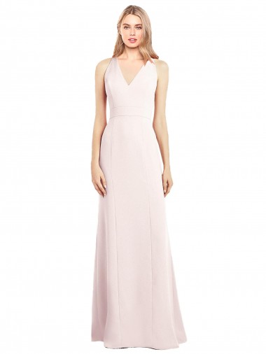 V-Neck Keyhole Back Crepe Trumpet Prom Dress for Sale