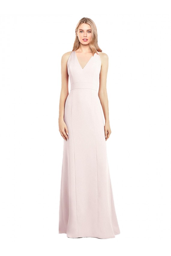 V-Neck Keyhole Back Crepe Trumpet Prom Dress for Sale