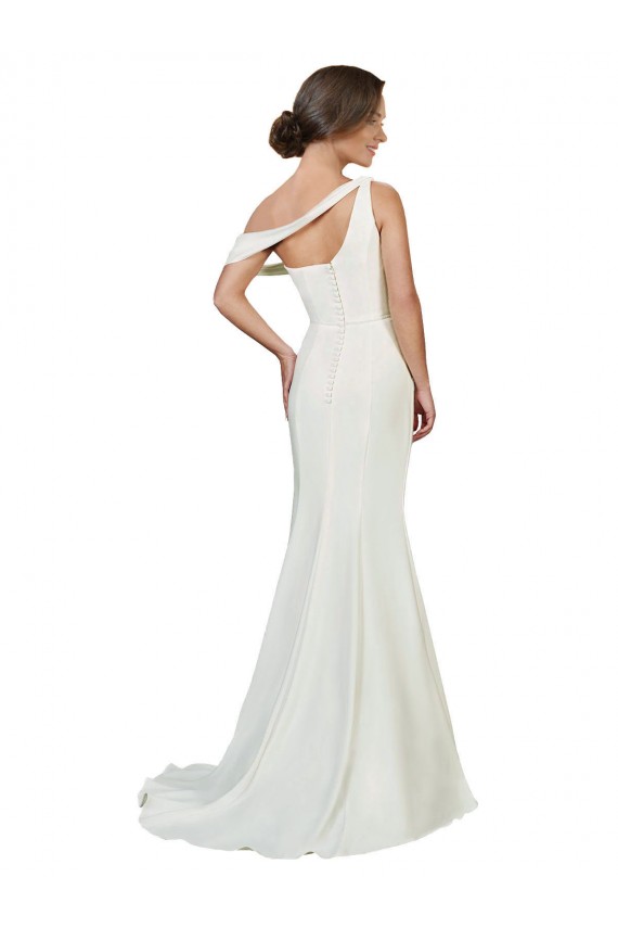 One Shoulder Crepe Prom Dress with Draped Off the Shoulder Strap for Sale