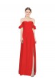 Double Ruffle Flounce Sleeves Crepe Prom Dress with Slit for Sale