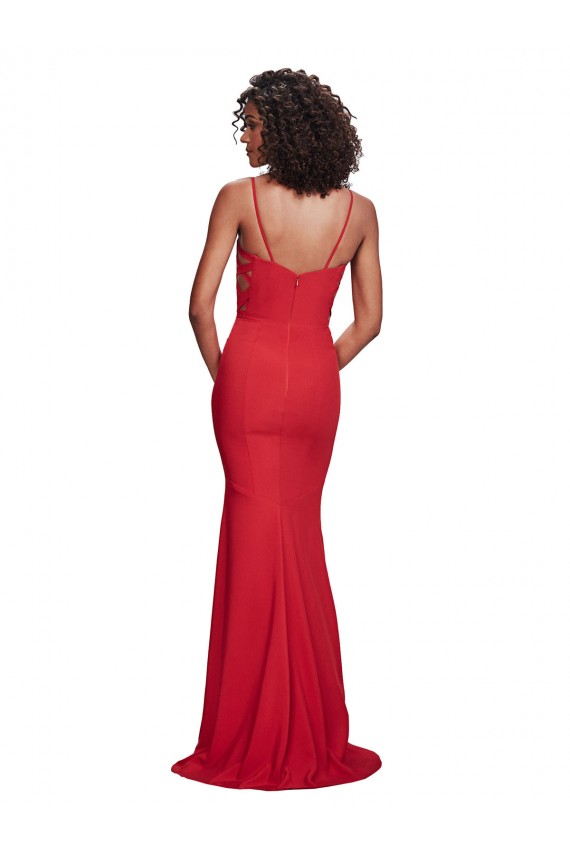 Spaghetti Strap Slip Neckline Crepe Prom Dress for Sale