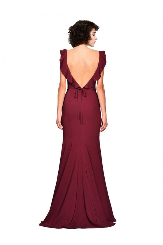 Crepe Slip Prom Dress with Ruffled Straps for Sale