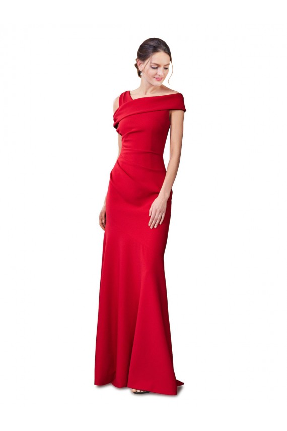 Sleeveless Ruched Crepe Mermaid Prom Dress with Off The Shoulder Detail for Sale