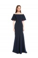 Off the Shoulder Crepe Prom Dress with Short Ruffle Sleeves. for Sale