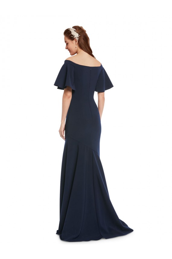 Off the Shoulder Crepe Prom Dress with Short Ruffle Sleeves. for Sale