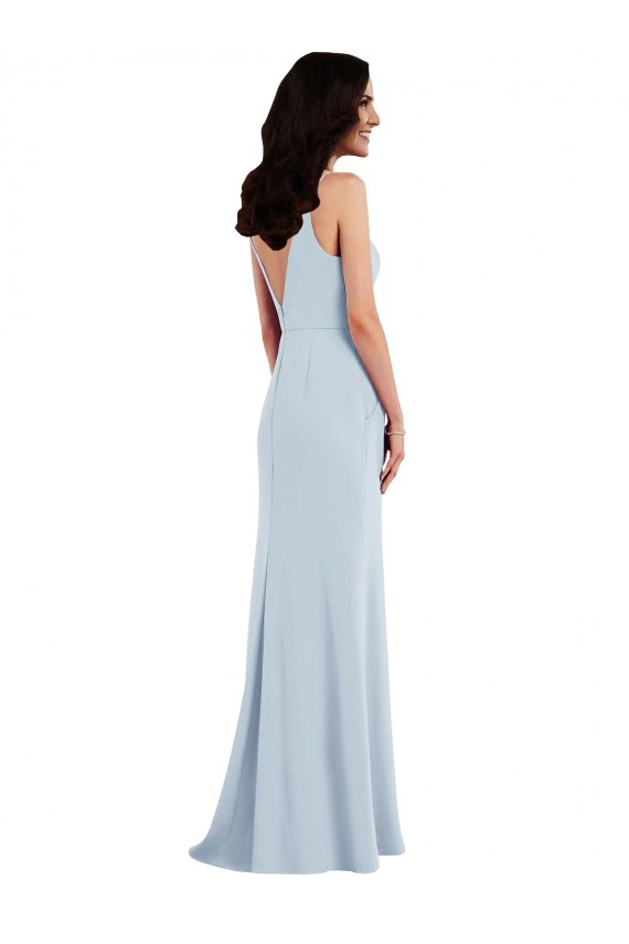 V Back Spaghetti Strap Maxi Prom Dress with Pockets for Sale