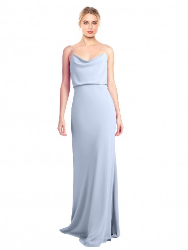 Feminine Cowl Neck Slim Floor Length Stretch Crepe Prom Dress for Sale