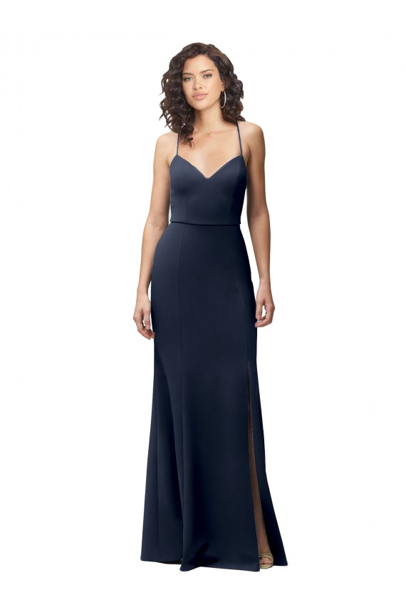 Sweetheart Fit and Flare Stretch Crepe Prom Dress with Side Slit and Strappy Back for Sale