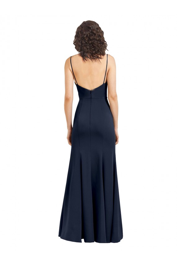 Fit and Flare Scoop Neck Long Sleeveless Stretch Crepe Prom Dress for Sale