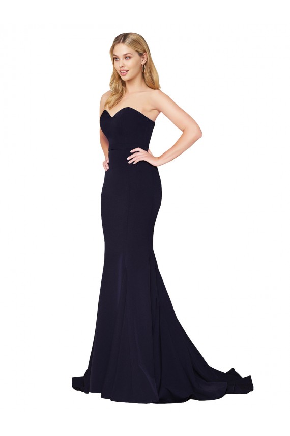 Sweetheart High Neck Sweep Train Sleeveless Crepe Prom Dress for Sale