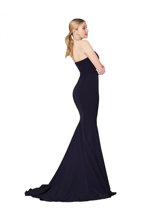 Sweetheart High Neck Sweep Train Sleeveless Crepe Prom Dress for Sale