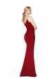Spaghetti Straps V-Neck Long Crepe Dress with High Slit for Sale