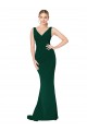 V-Neck Floor Length Long Crepe Mermaid Prom Dress for Sale