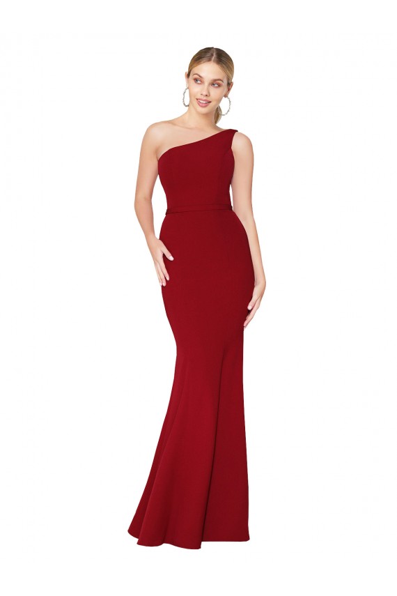 One Shoulder Long High Neck Sleeveless Mermaid Crepe Prom Dress for Sale