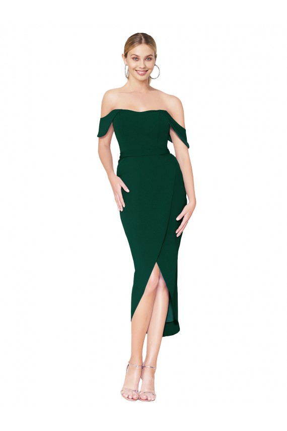 Off the Shoulder Short Knee Length Crepe Wrap Cocktail Prom Dress / Homecoming Dress for Sale