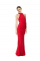 Halter Neck Keyhole Back Sleeveless Crepe Maxi Prom Dress for Sale