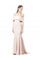 Mermaid Bardot Maxi Crepe Bridesmiad Dress with Fishtail Train for Sale