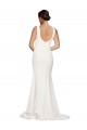 Square Neck Long Sheath Sweep Train Crepe Prom Dress  for Sale