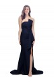 Long Strapless Sweep Train Low Back Crepe Prom Dress for Sale