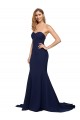 Fit and Flare Sweetheart Long Crepe Prom Dress with Sweep Train for Sale