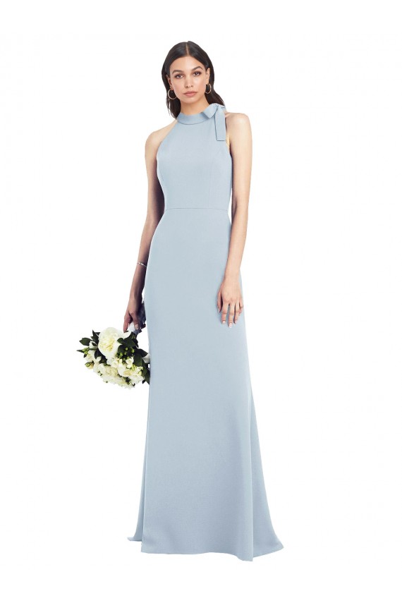 Halter Bow Neck Open Back Soft Full Length Trumpet Prom Dress for Sale