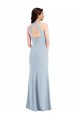 Open Back Halter Maxi Crepe Prom Dress with Draped Bow for Sale