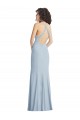 High Neck Halter Crepe Prom Dress with Twist Criss Cross Back for Sale