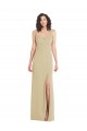 Wide Strap Slash Cutout Empire Crepe Prom Dress with Front Slit for Sale