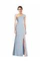 Asymmetrical Off the Shoulder Cuff Trumpet Crepe Prom Dress With Front Slit for Sale