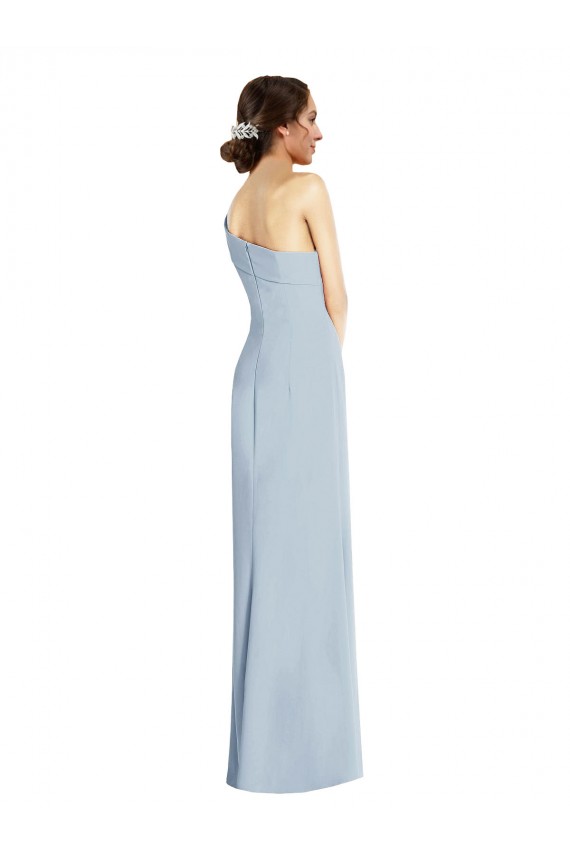 Asymmetrical Off the Shoulder Cuff Trumpet Crepe Prom Dress With Front Slit for Sale