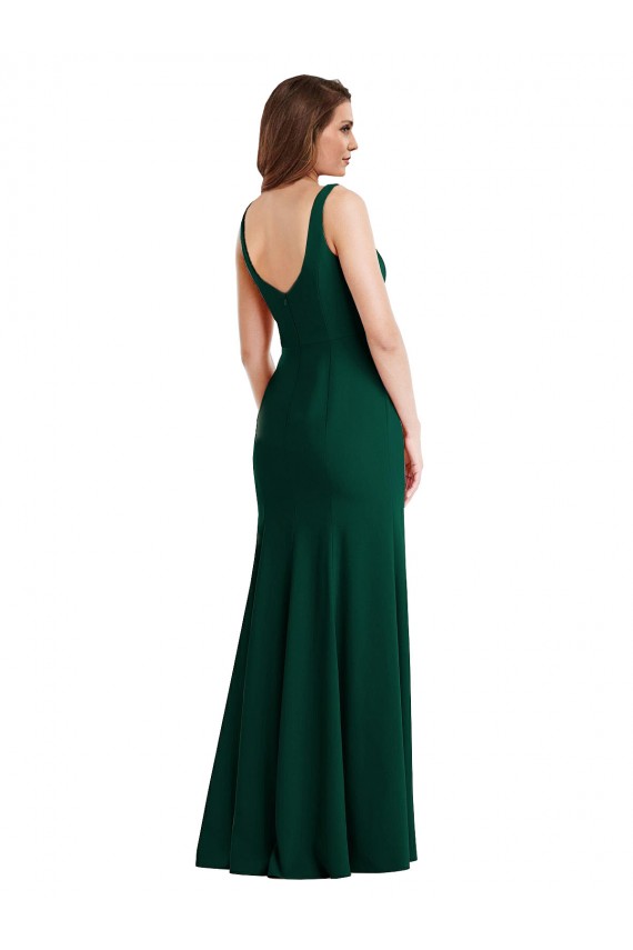 Square Neck Trumpet Maxi Prom Dress with Front Slit for Sale