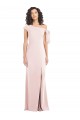Off the Shoulder Tie Detail Trumpet Crepe Prom Dress with Front Slit for Sale