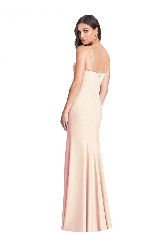 Seamed Bodice Crepe Trumpet Prom Dress with Front Slit for Sale