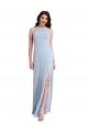 Fit and Flare High Neck Crepe Prom Dress with Side Slit for Sale