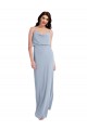 Draped Cowl Neck Long Crepe Prom Dress with Spaghetti Straps for Sale
