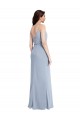 Draped Cowl Neck Long Crepe Prom Dress with Spaghetti Straps for Sale