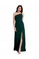 A-Line Slim One Shoulder Crepe Prom Dress with Asymmetrical Straps and Side Slit for Sale