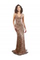 Floral Patterned Backless V-Neckline Sequin Prom Dress for Sale