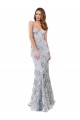 Silver V-Neckline Backless Floral Patterned Sequin Prom Dress for Sale