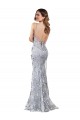 Silver V-Neckline Backless Floral Patterned Sequin Prom Dress for Sale