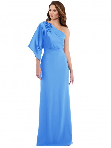 One Shoulder Bell Sleeves Trumpet Prom Dress for Sale