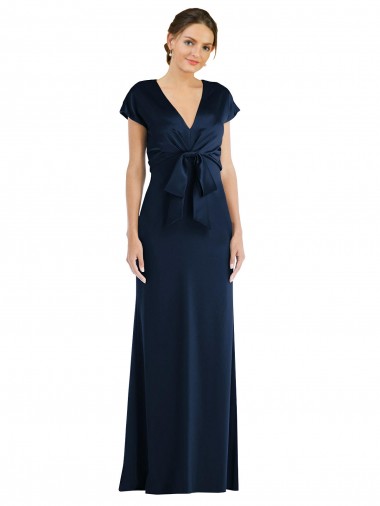 Soft Bow Blouson Bodice Trumpet Crepe Prom Dress for Sale