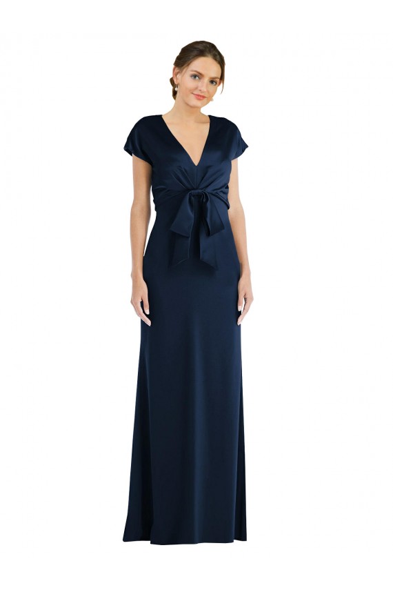 Soft Bow Blouson Bodice Trumpet Crepe Prom Dress for Sale