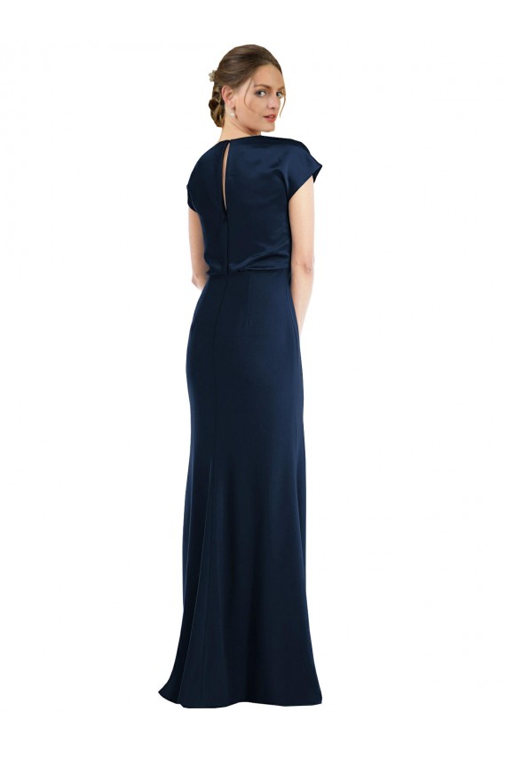 Soft Bow Blouson Bodice Trumpet Crepe Prom Dress for Sale
