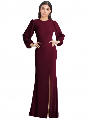 Puff Sleeves Long Maxi Briddesmaid Dress with Cutout Tie Back for Sale