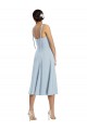 Midi Cocktail Length Bustier Crepe Prom Dress with Back Bow Straps for Sale