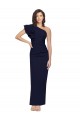 Ruched Floor Length Long Crepe Prom Dress with Shoulder Ruffles for Sale